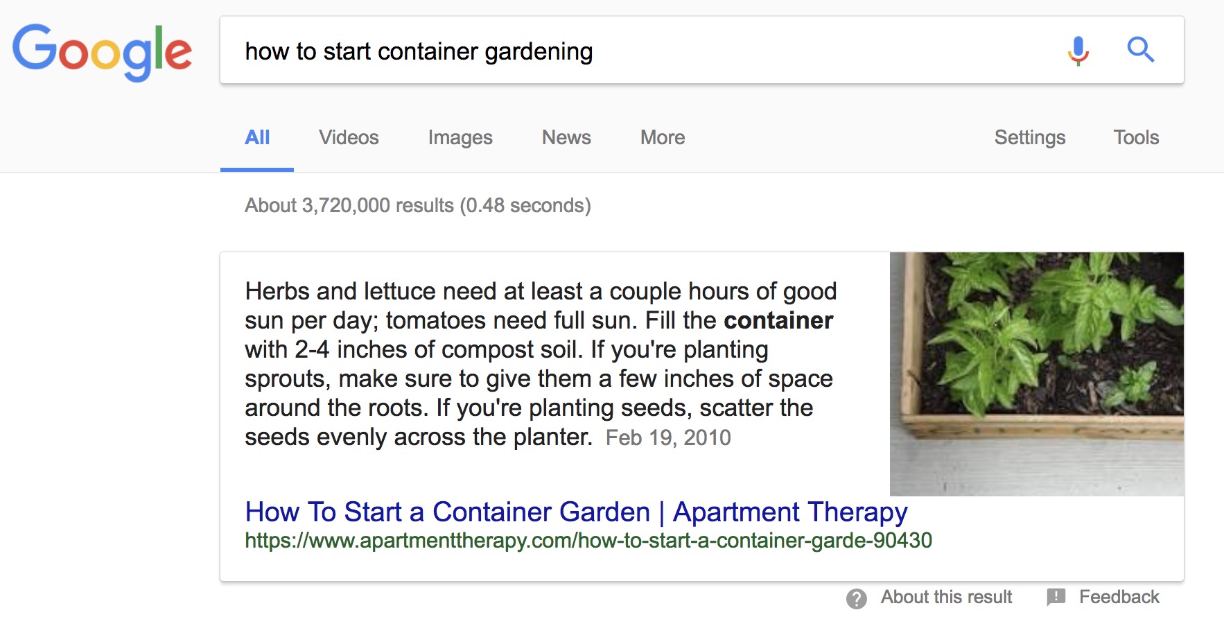 Google featured snippet