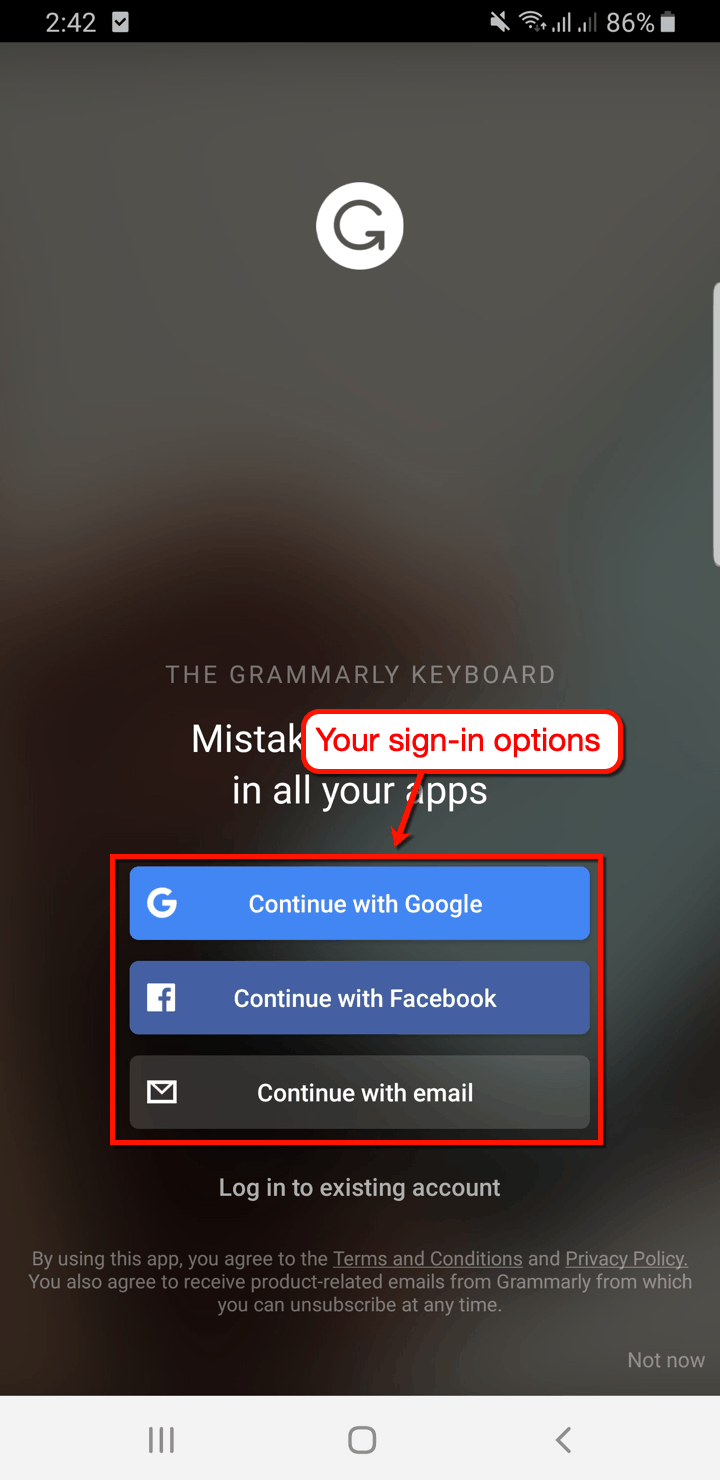 Grammarly Android Login