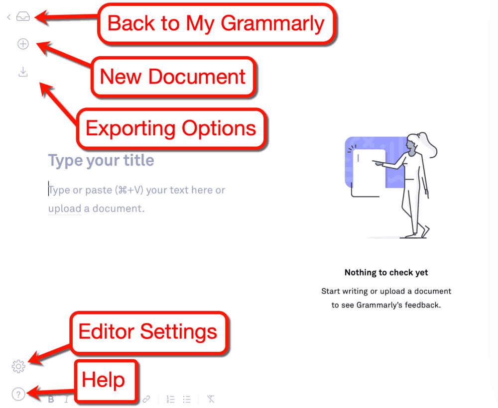 Grammarly Main Interface Buttons