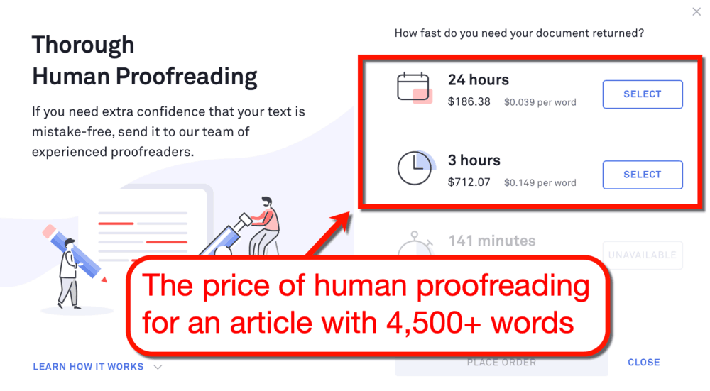 Grammarly Cost of Human Proofreader