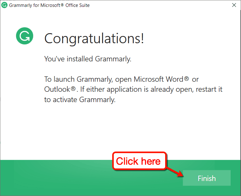 Finish Installing Grammarly