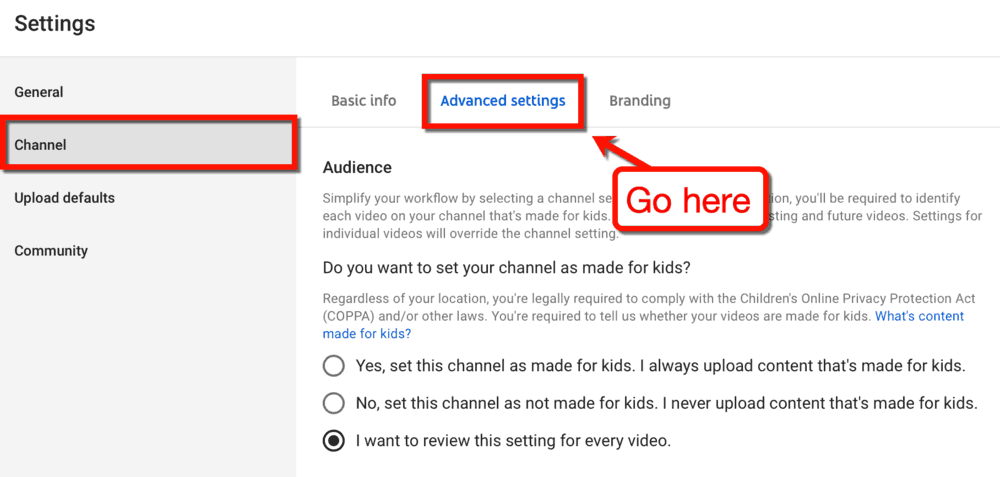 Channel Advanced Settings