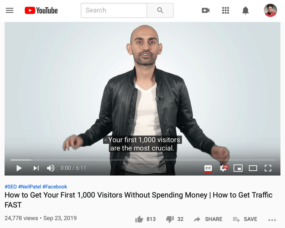 Neil Patel Video Title Example