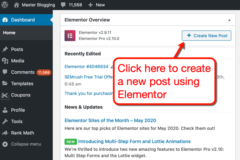 Create New Post button