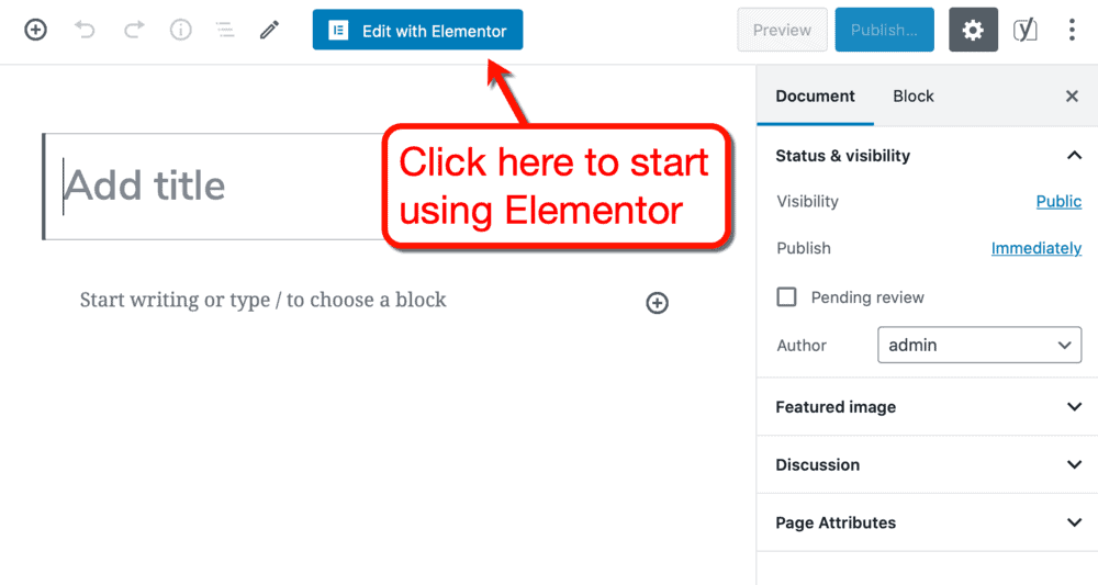 Edit with Elementor button