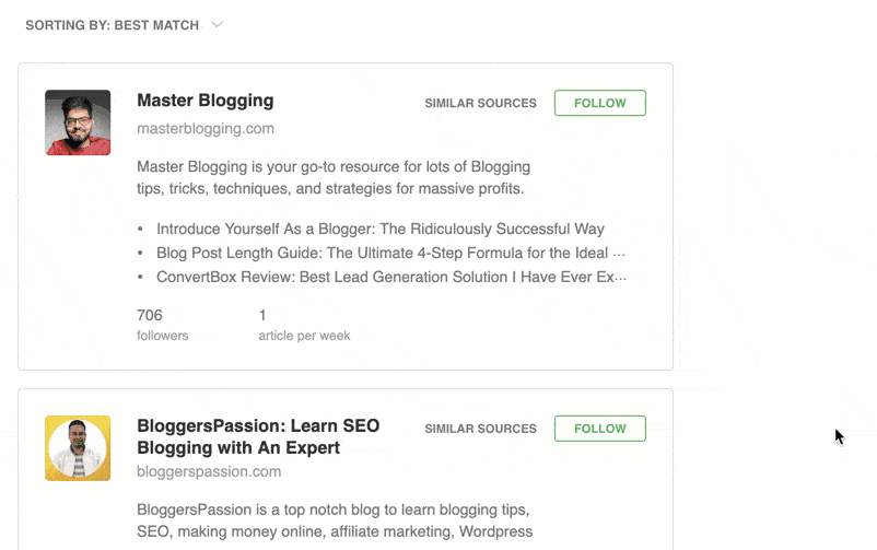 Feedly Master Blogging websites