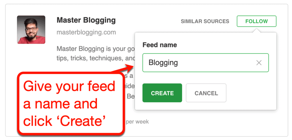 Adding a New Feed on Feedly