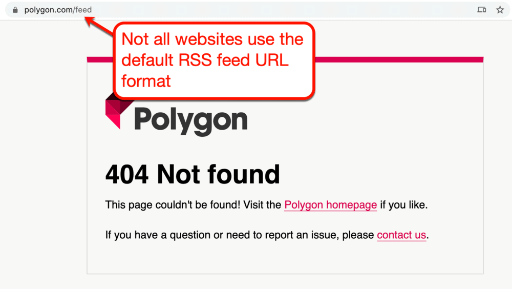 Different RSS link for Polygon