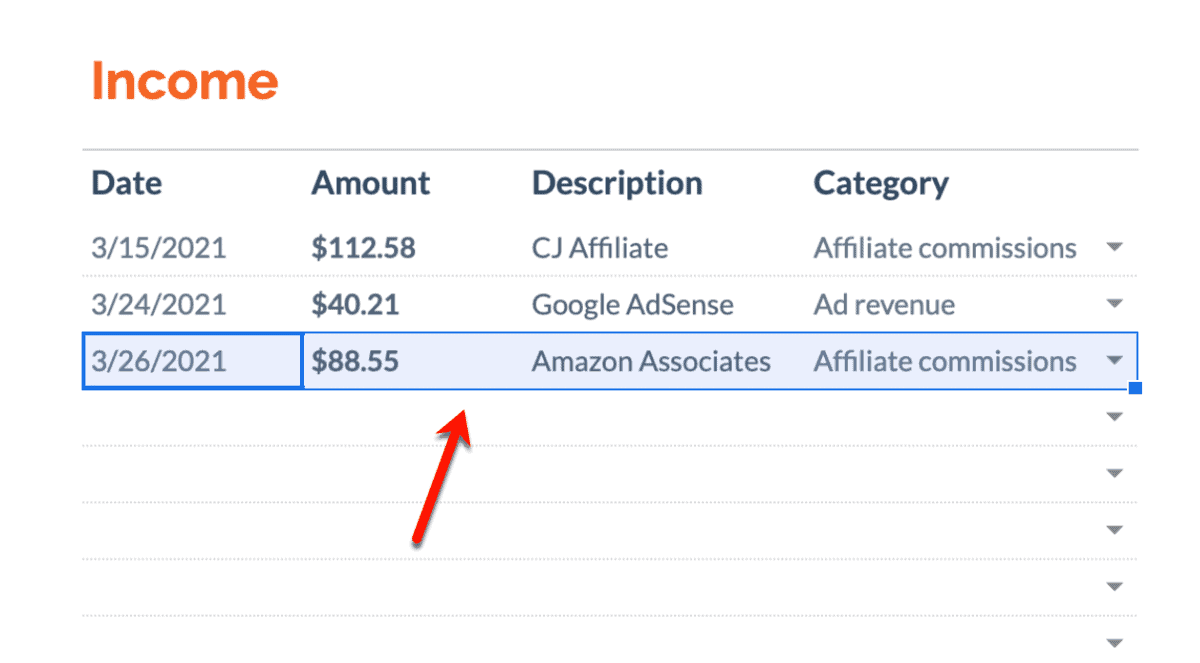 Adding More Income Records