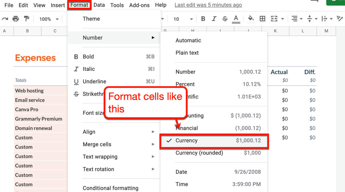 Formatting Cells 