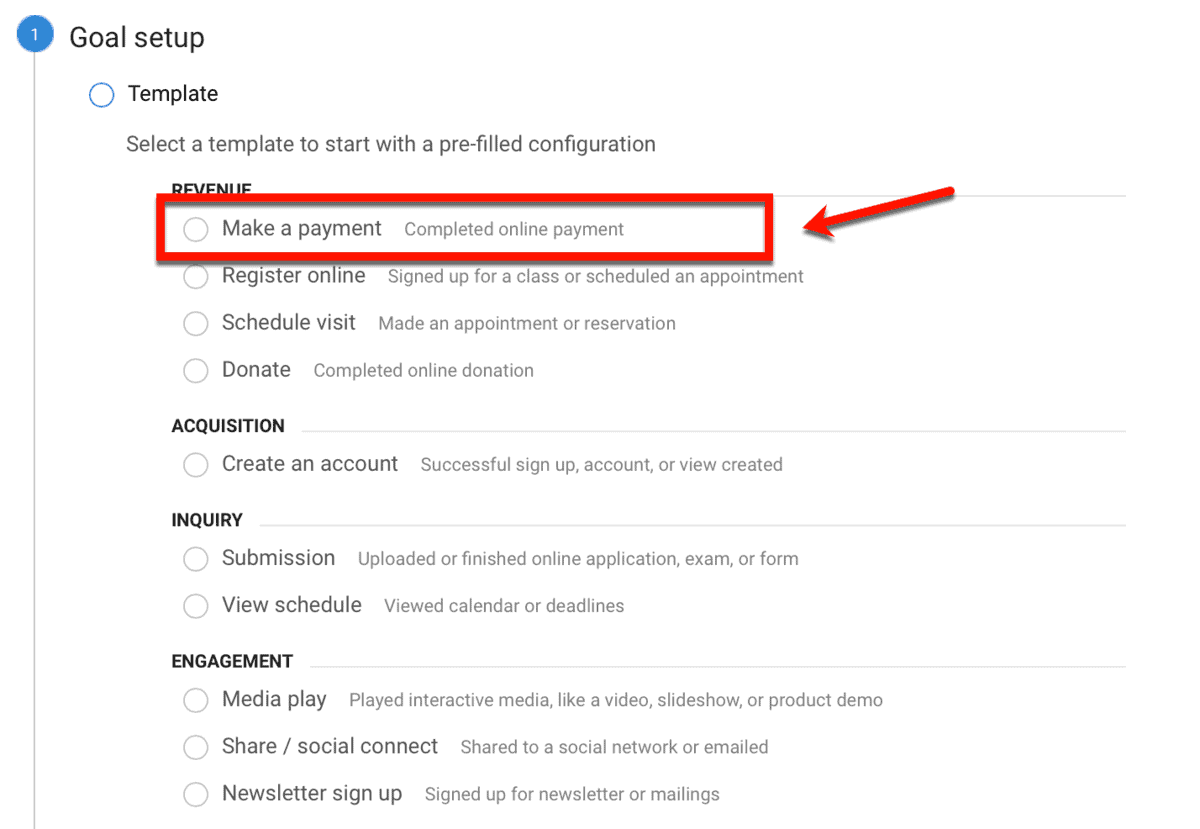 Goal Setup Google Analytics