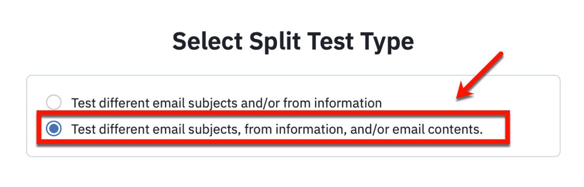 ActiveCampaign Split Test Type