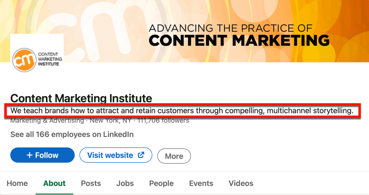 Content Marketing Institute LinkedIn Page