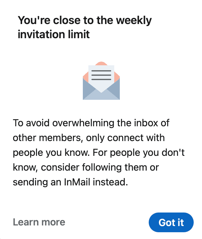 Invitation Limit Alert