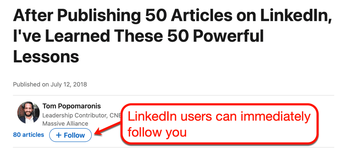 LinkedIn Article Follow Button