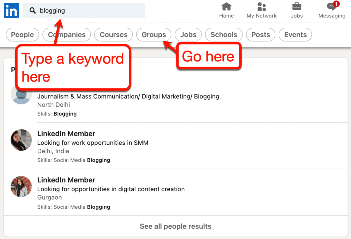 Searching for LinkedIn Groups