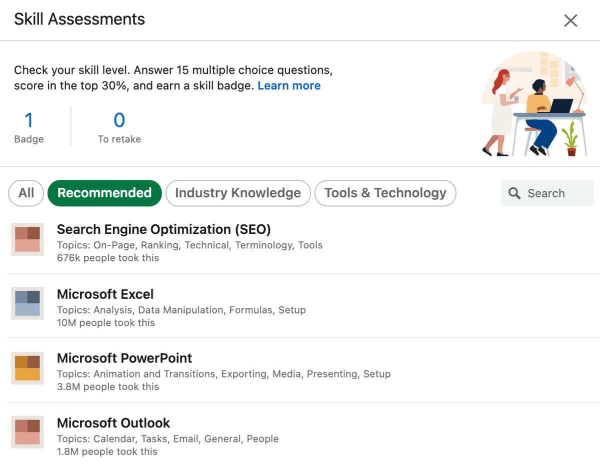LinkedIn Skill Quizzes