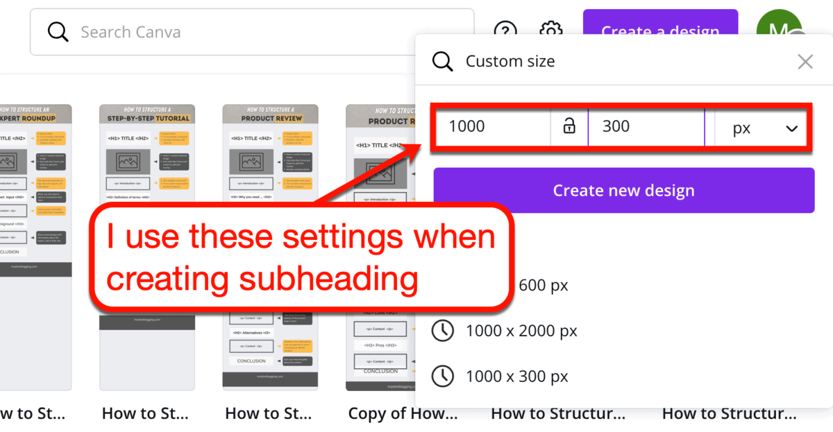 Setting Custom Size on Canva