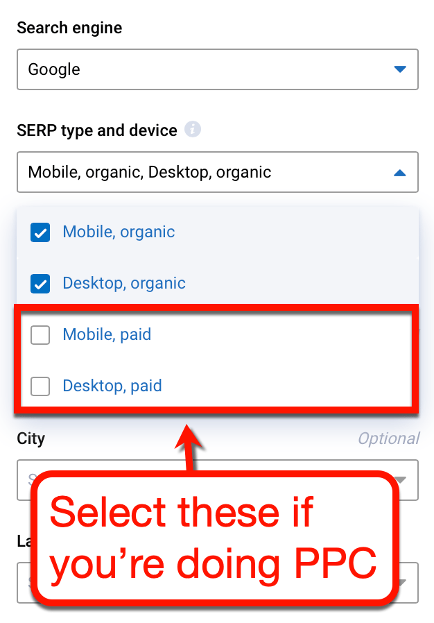 Search Regions PPC Keyword