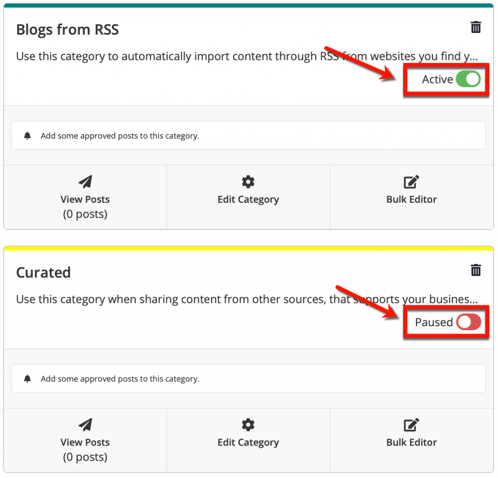 Categories Status