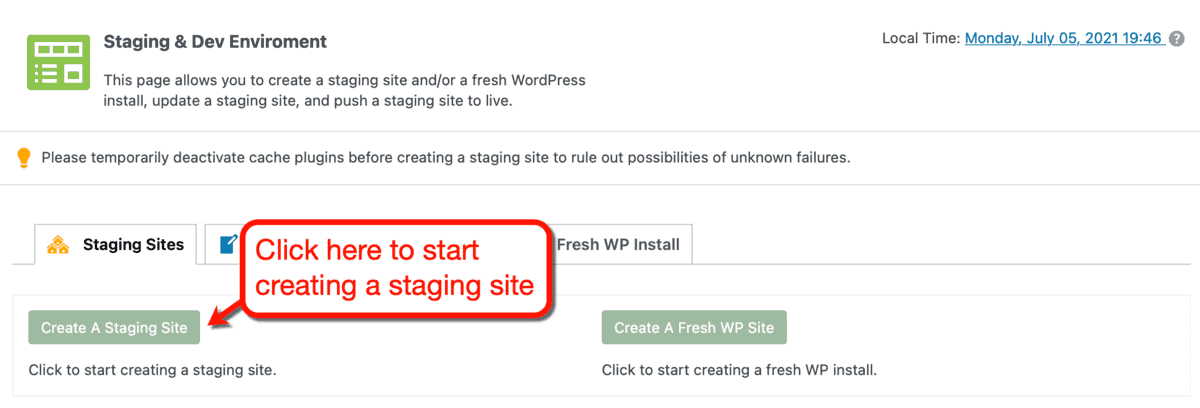 Creating a Staging Site