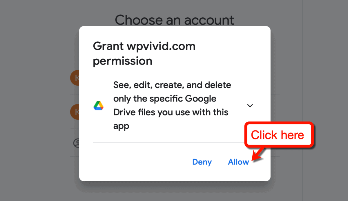 Granting WPvivid Permission on Google Drive