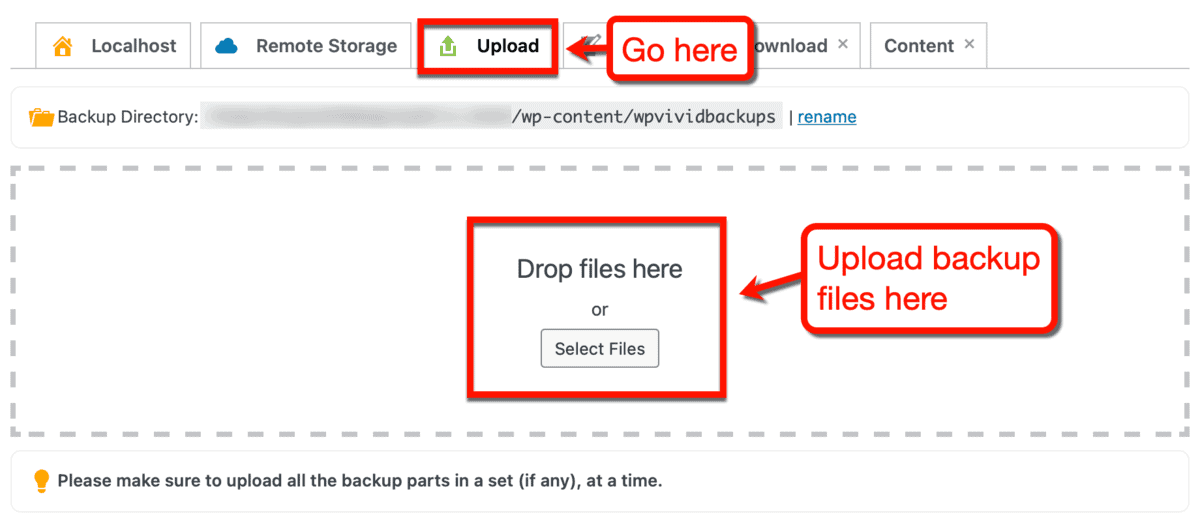 Uploading Backups