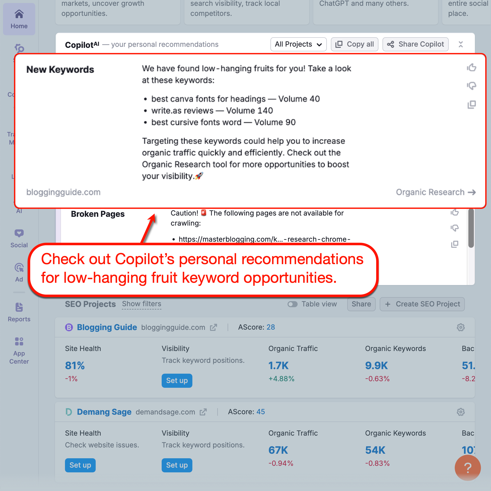 Copilot AI New Keyword Suggestions