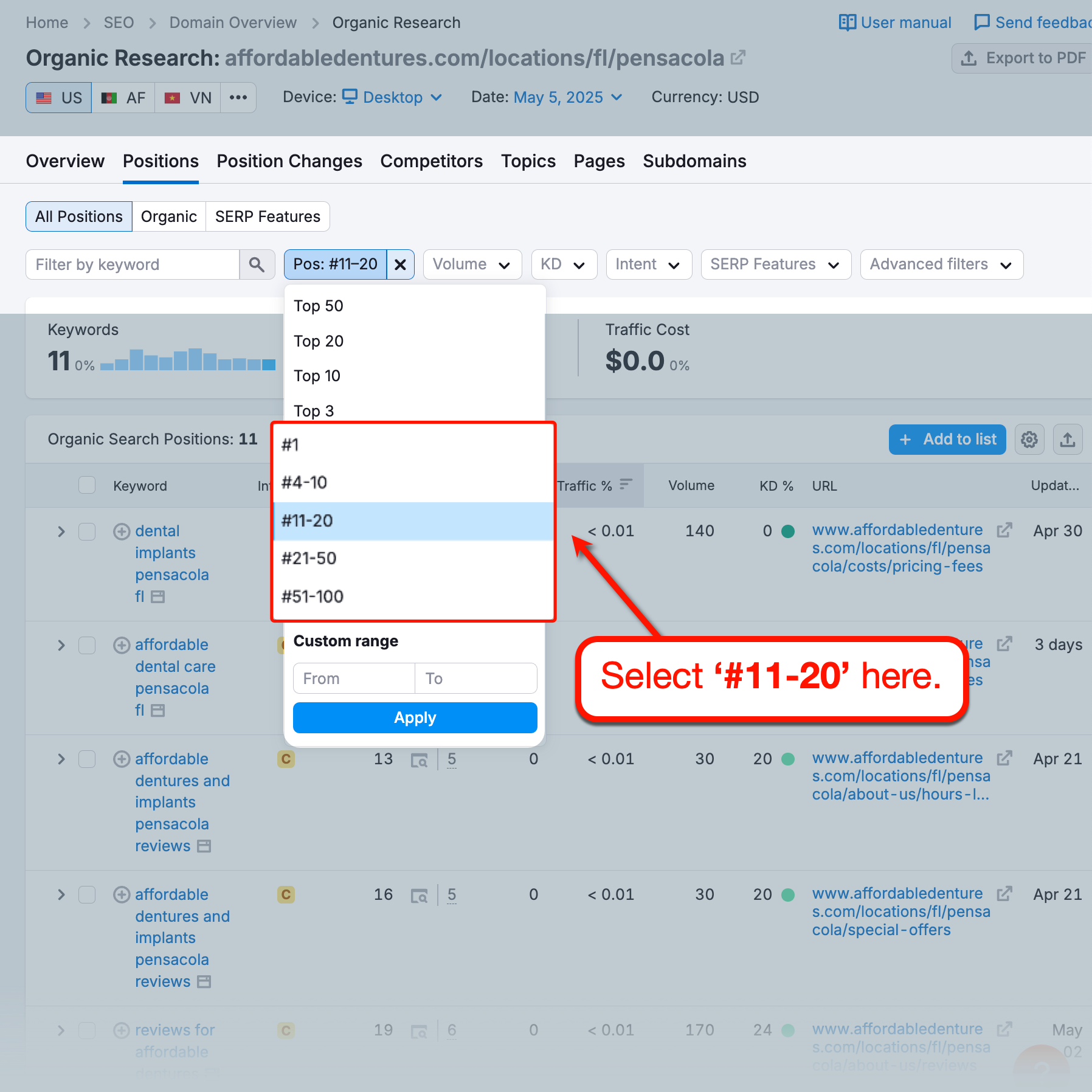 Organic Research Positions Tabs