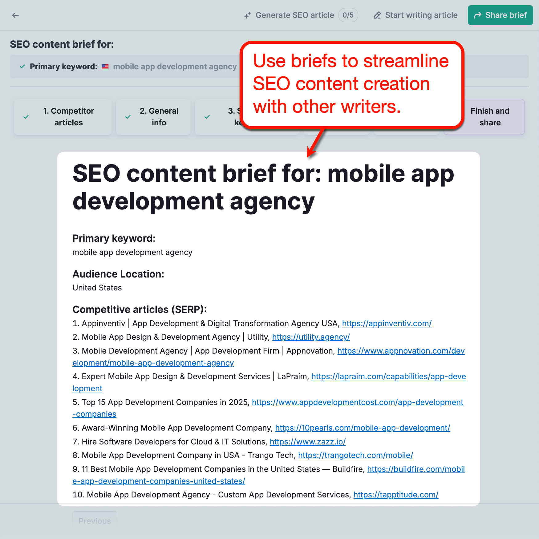 SEO Content Brief Output