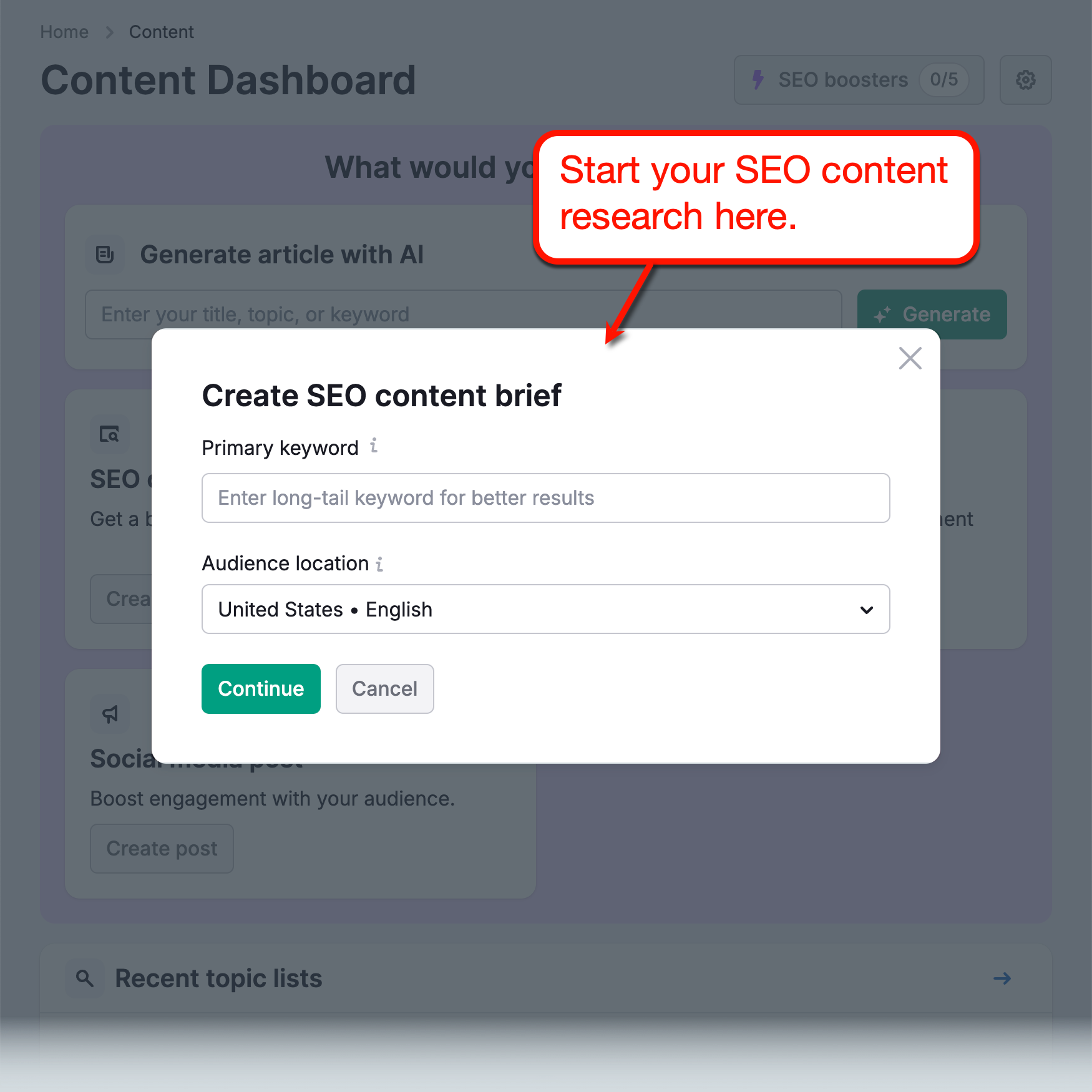 SEO Content Brief Setup