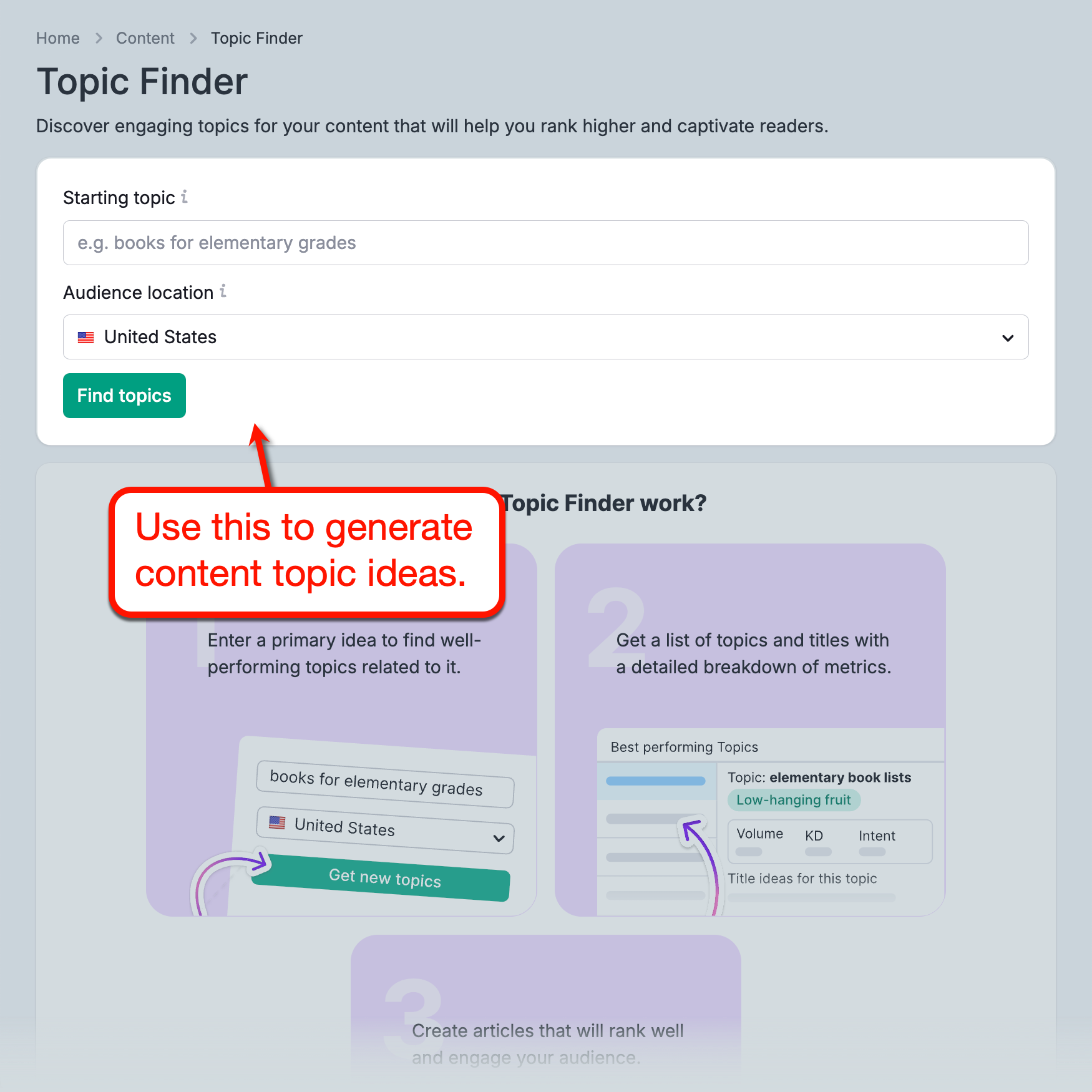Content Toolkit Topic Finder