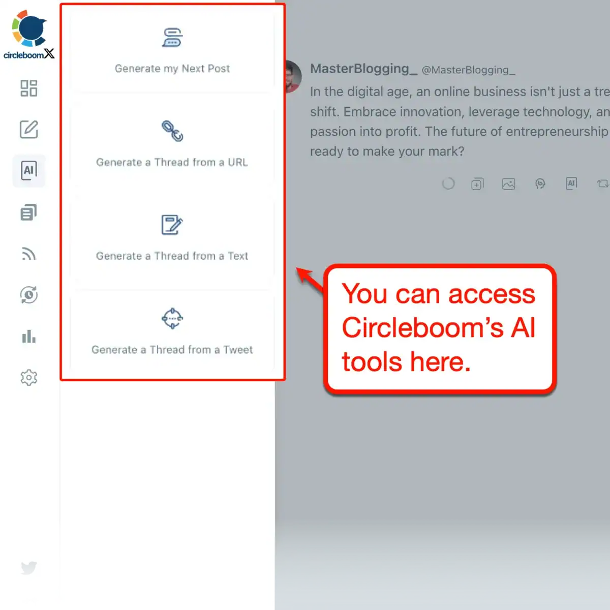 Circleboom AI Tools Menu