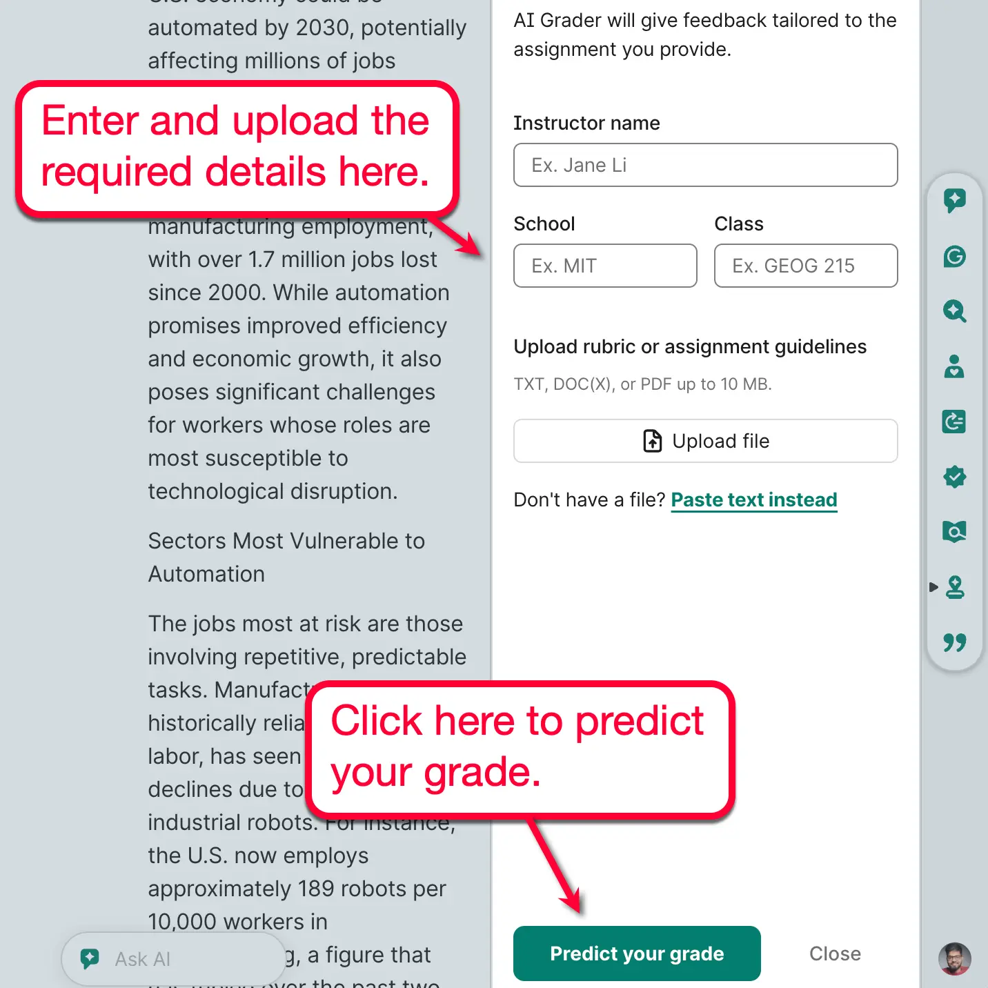 AI Grader Setup Form