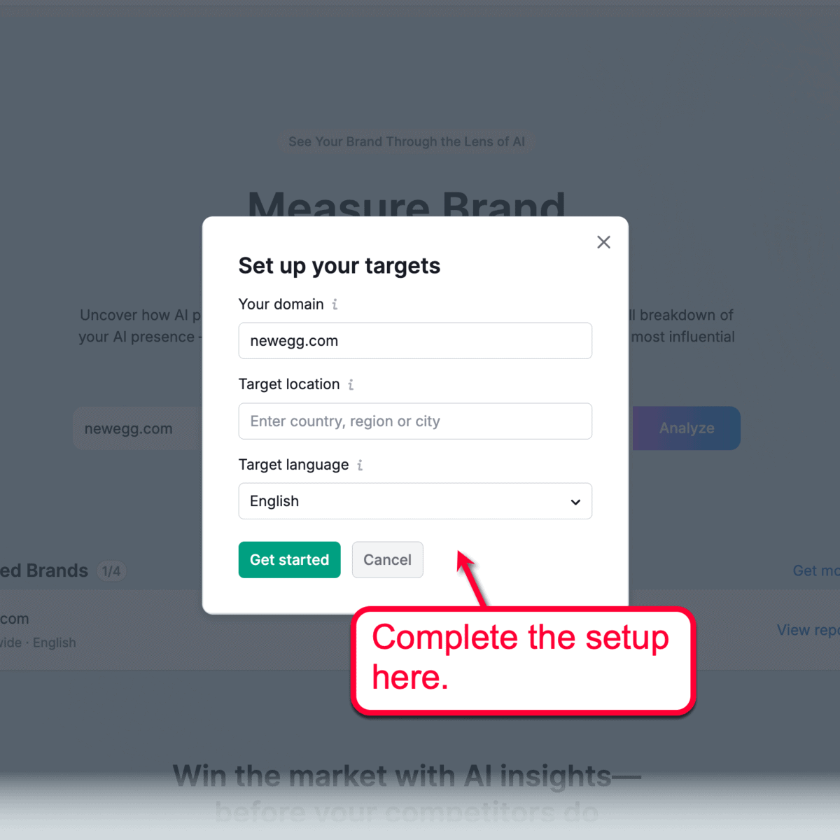 Set Up Targets Form 