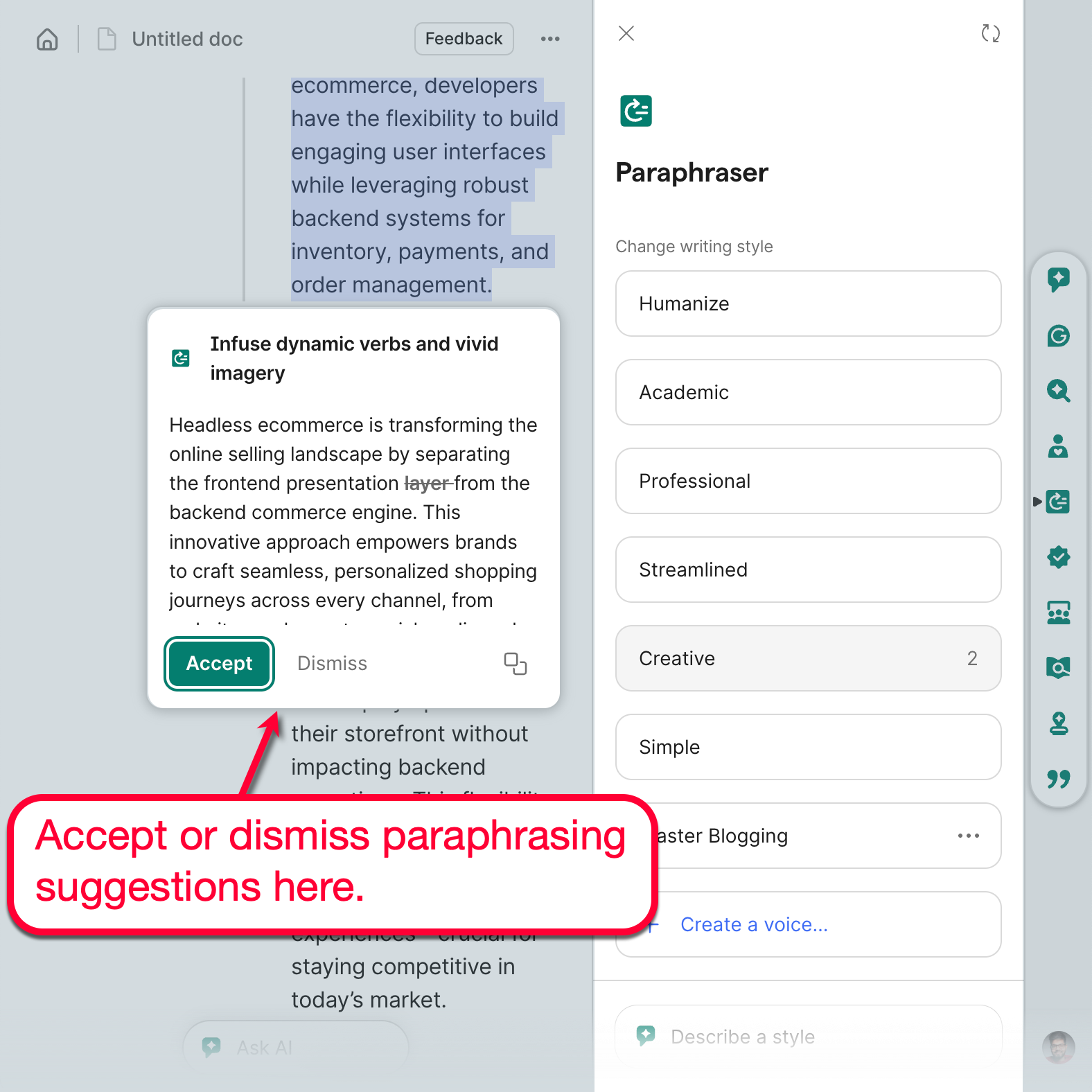 Paraphraser Writing Suggestions