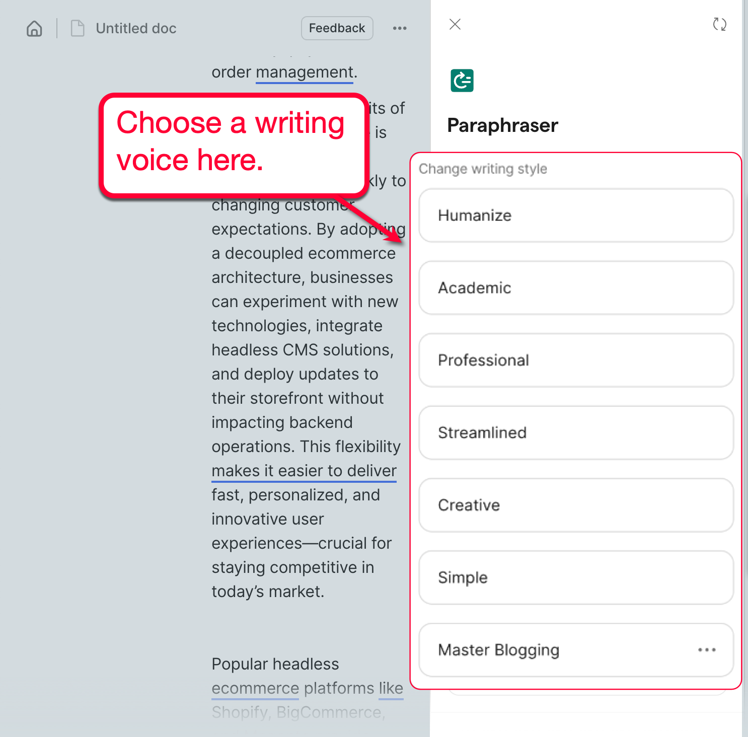 Paraphraser Writing Style