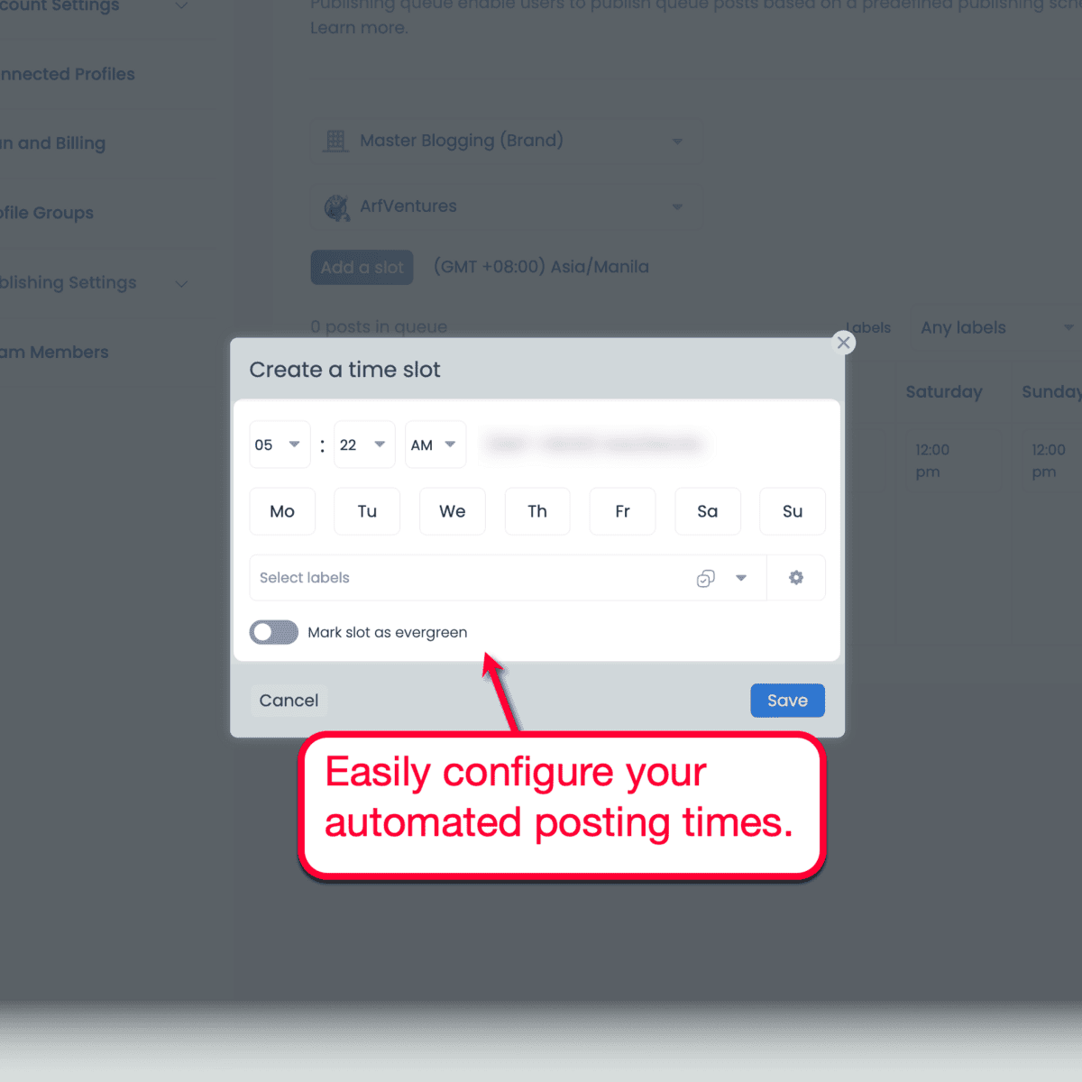 Vista Social Create a Time Slot Form