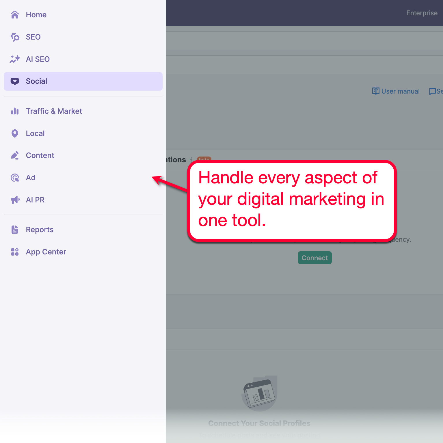 Semrush Social Toolkit Menu