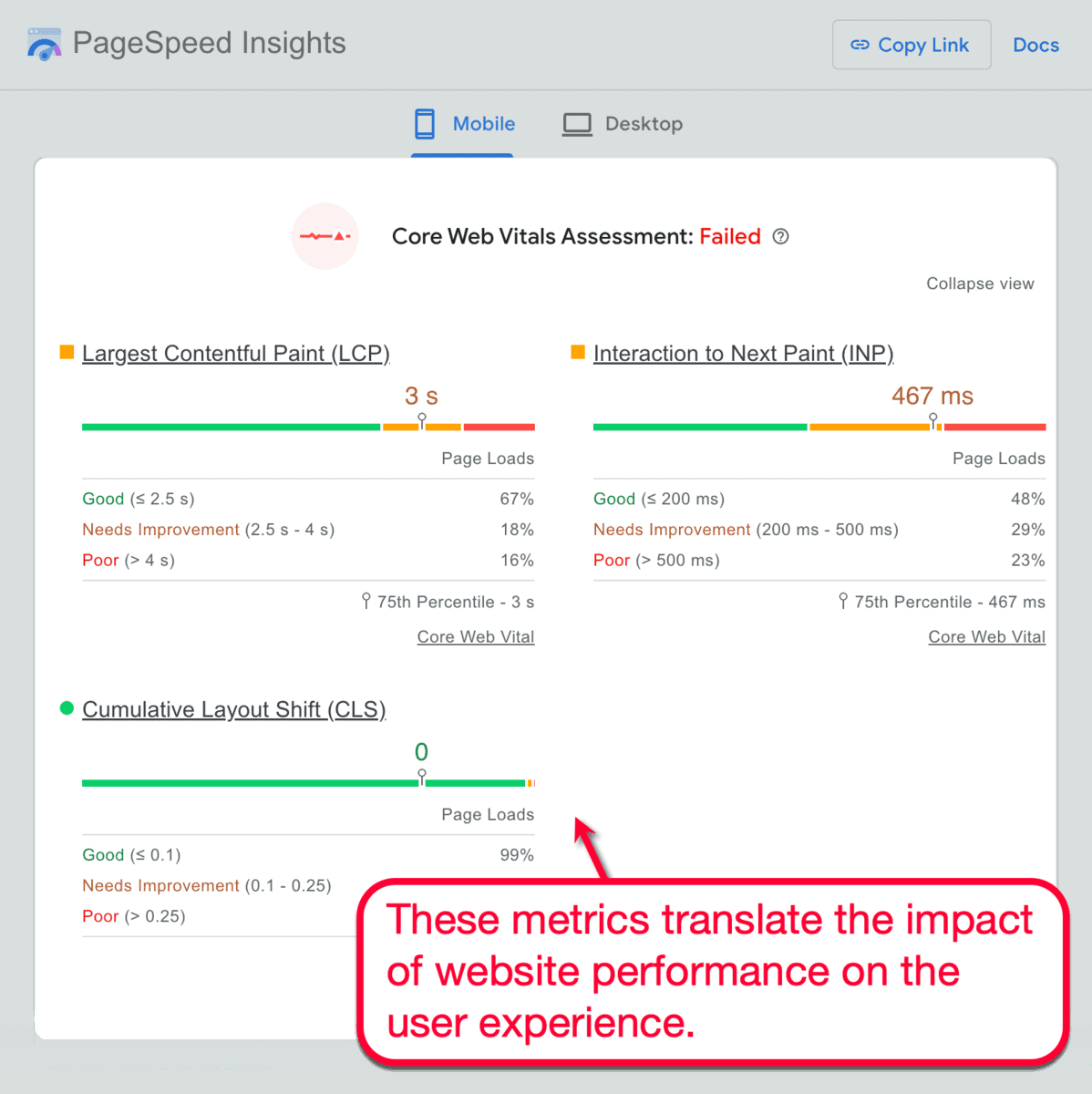 PageSpeed Insights Core Web Vitals