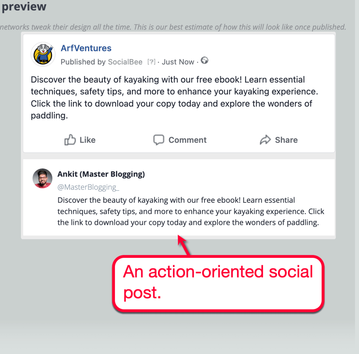 人工智能生成的以行动为导向的帖子