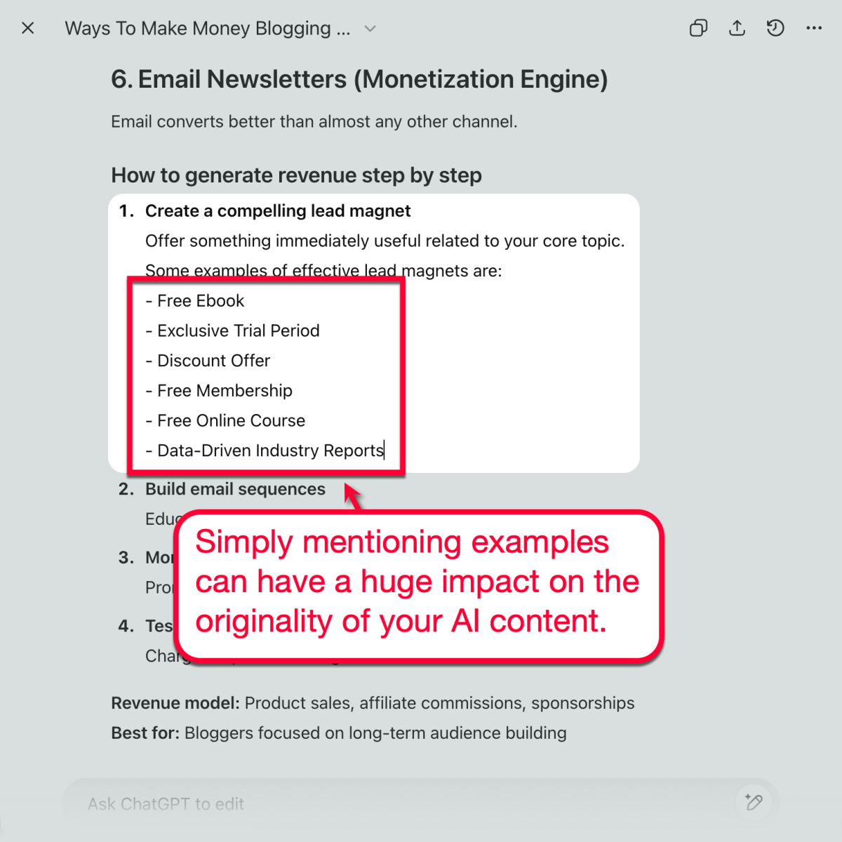 Adding Examples of Lead Magnets