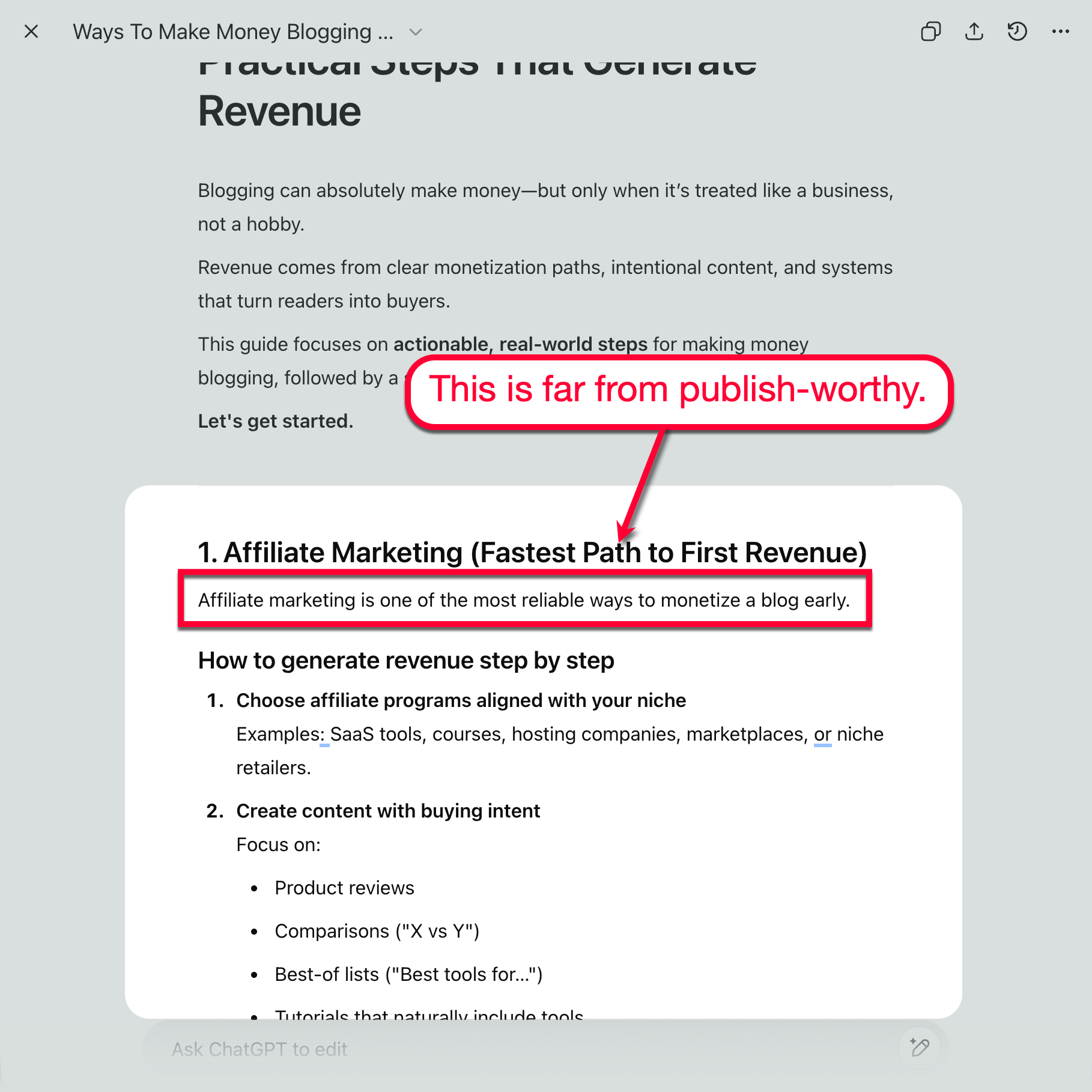 ChatGPT Single-Line Generated Text
