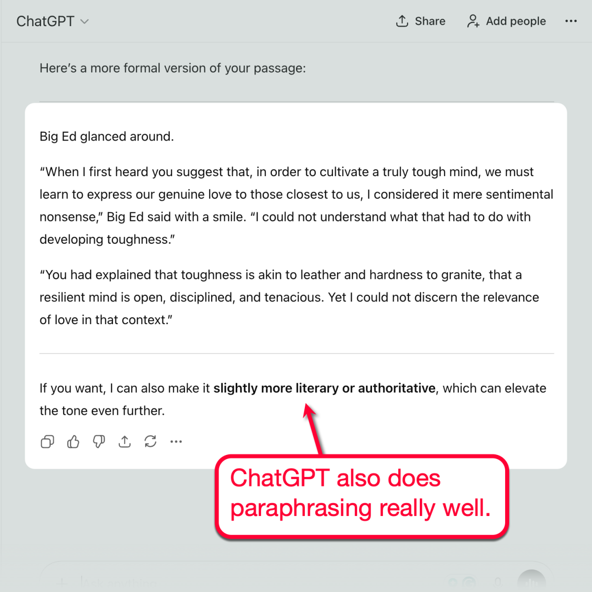 ChatGPT Paraphrasing Sample