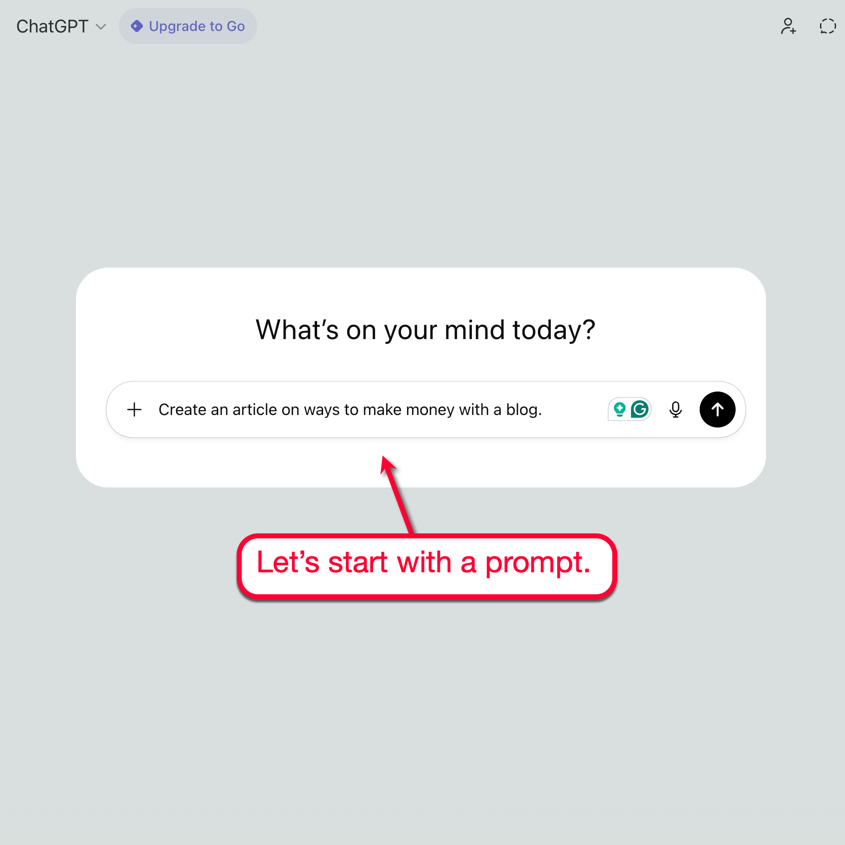ChatGPT Start Screen