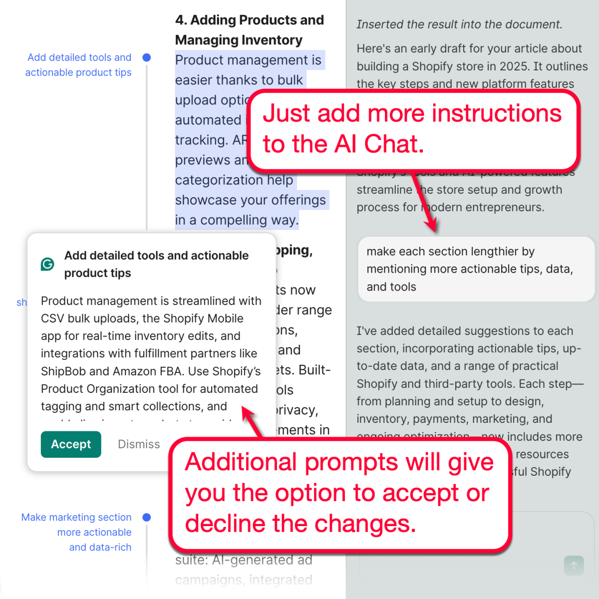 Grammarly Additional Instructions AI Chat