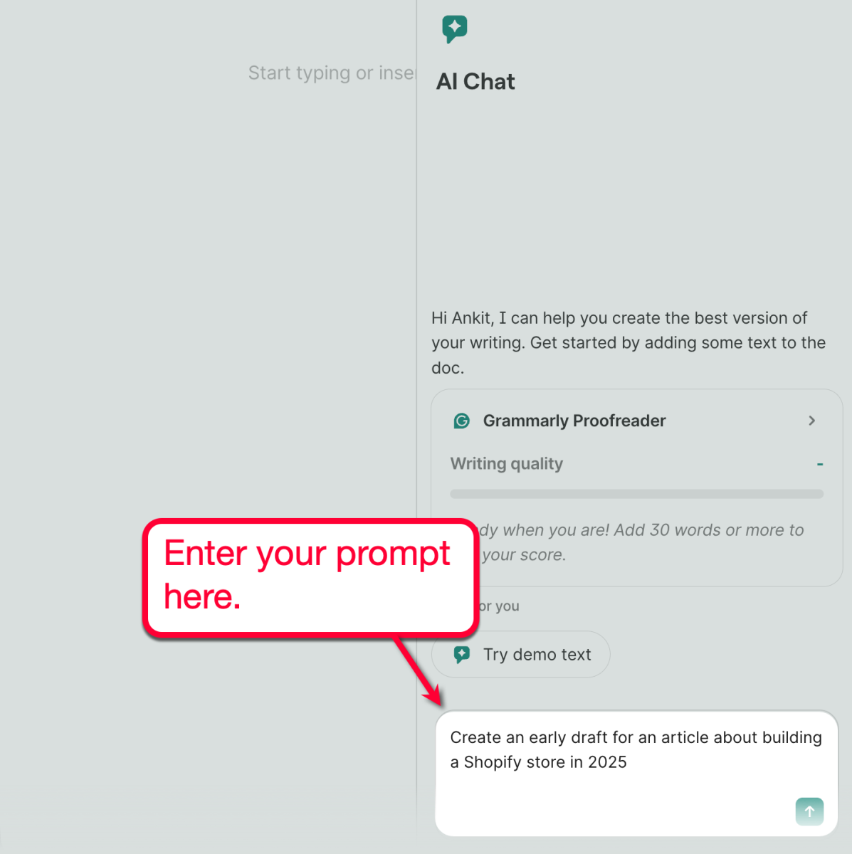 Grammarly AI Chat Prompt