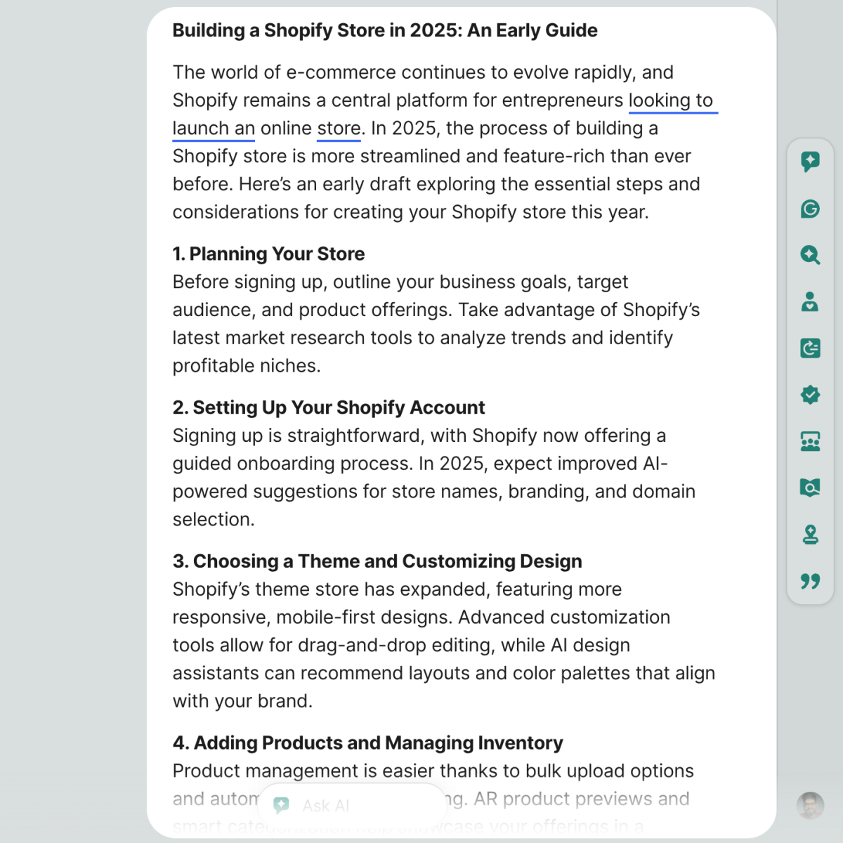 Grammarly Generative AI Result