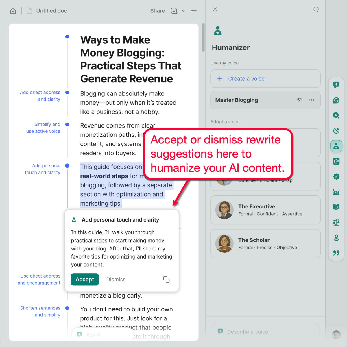 Grammarly Humanizer Suggestions
