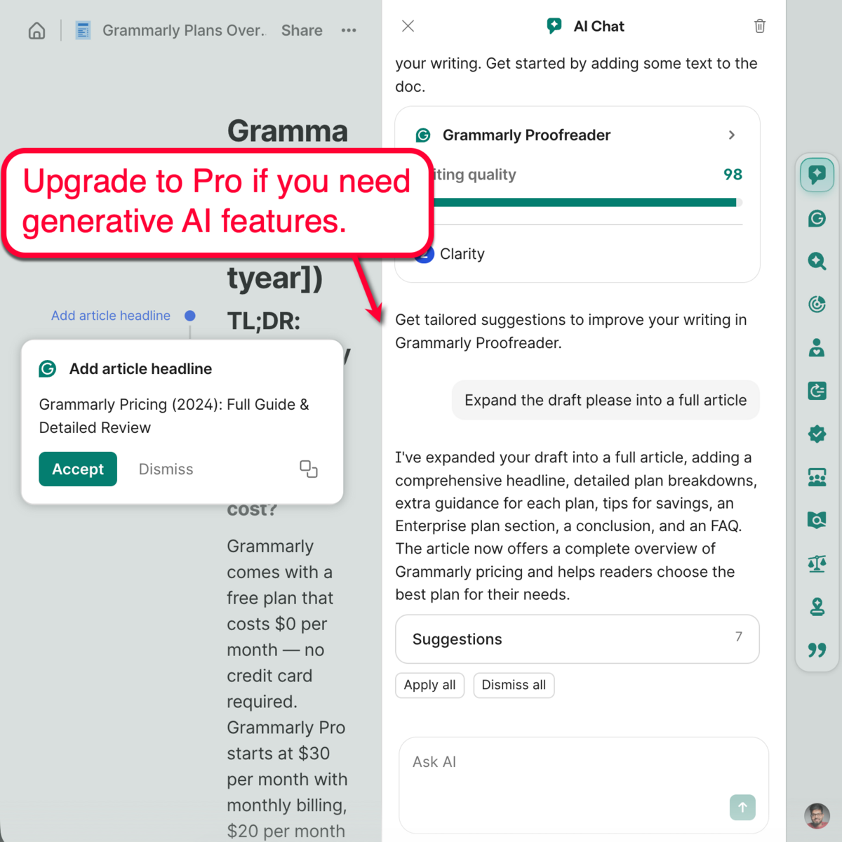 Grammarly Pro AI Chat